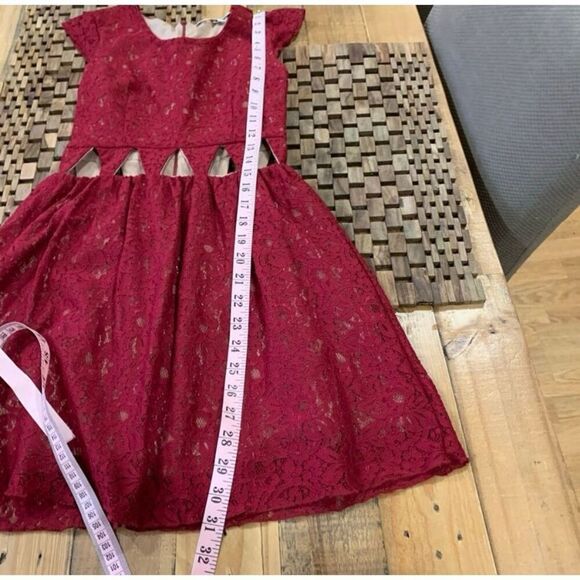 Anthropologie Lovers+Friends Lace MiniDress Cut-Out Waist Stretchy Lined Red XS - Picture 13 of 13